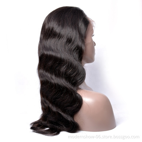 Hot selling body wave full lace wig virgin brazilian human hair 180% density full lace wig